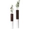 Modern White & Brown Decor Ribbed Accent - 31.5 Inches, Decorative Statement Piece for Living Room, Bedroom, or Office, Tall Floor Vase for Home Décor, Elegant Home Accent, White and Brown Floor Vase
